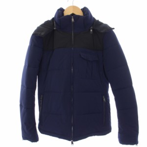 【中古】ダブルジェイケイ wjk zip hooded shrape 中綿ジャケット ジップアップ フード S 紺 黒 メンズ