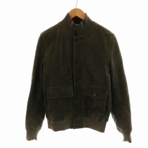 【中古】Stewart Jacket スチュワート ジャケット ジャンパー ブルゾン レザージャケット S カーキ /AN13 メンズ