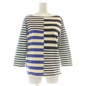 【中古】ジェイクルー J.CREW Tシャツ カットソー ボーダー ボートネック 切替 七分袖 XS マルチカラー