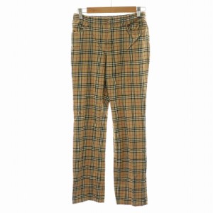 【中古】バーバリーブルーレーベル BURBERRY BLUE LABEL ノバチェック パンツ ジッパーフライ 36 S ベージュ 黒