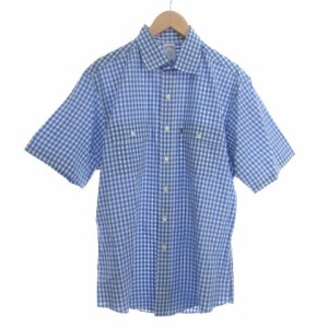 【中古】ブルックスブラザーズ BROOKS BROTHERS カジュアルシャツ ギンガムチェック 半袖 L 水色 白 ホワイト /KL