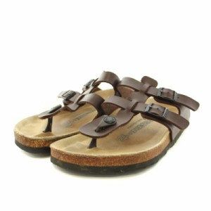 【中古】ビルケンシュトック BIRKENSTOCK SPARTA トングサンダル レザー 2連ストラップ 39 25.0cm 茶 メンズ