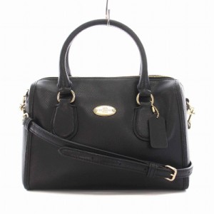 【中古】コーチ COACH クロスグレインレザー ベネット ミニサッチェル ハンドバッグ ショルダーバッグ 2WAY 黒