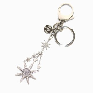 【中古】スワロフスキー SWAROVSKI Fireworks バッグチャーム キーホルダー ストラップ クリスタル シルバー色