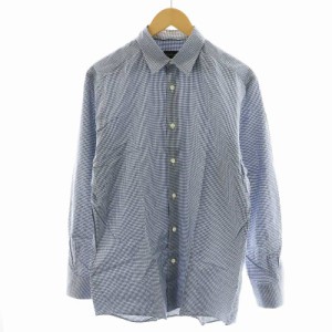 【中古】エルメネジルドゼニア Ermenegildo Zegna シャツ 長袖 チェック柄 コットン M 青 ブルー 白