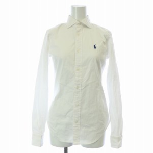 【中古】ポロ ラルフローレン POLO RALPH LAUREN SLIM FIT シャツ ブラウス ロゴ ワンポイント 長袖 0 S 白