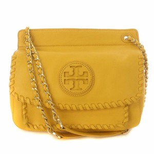 【中古】トリーバーチ TORY BURCH ショルダーバッグ レザー フラップ ロゴ チェーンショルダー 黄色 イエロー