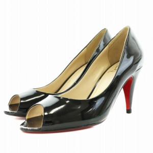 【中古】クリスチャンルブタン Christian louboutin パンプス オープントゥ ヒール エナメル 35 22.0cm 黒