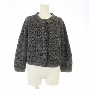 【中古】Max Mara Studio ニットカーディガン ニットジャケット 長袖 クルーネック ウール M グレー