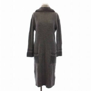 【中古】ヒロココシノ HIROKO KOSHINO ニット ワンピース ロング ハイネック 長袖 38 M グレー /YM レディース