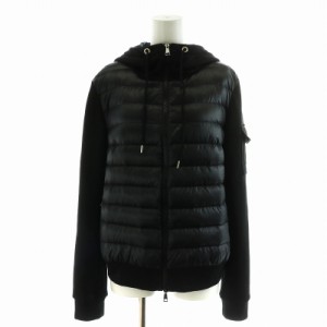 【中古】モンクレール MONCLER 22AW MAGLIA CARDIGAN スウェットダウンパーカー ジップアップ 切替 ナイロン M 黒