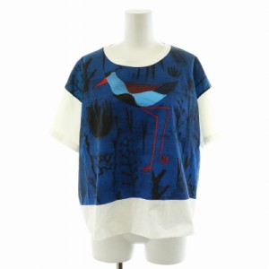 【中古】マルニ MARNI Tシャツ カットソー 半袖 プリント 鳥 白 ホワイト 青 ブルー /AN22 レディース