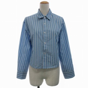 【中古】ロペピクニック ROPE Picnic 24SS ストライプクロップド丈シャツ/UVカット ブラウス 38 M 水色 GDH-14000-A