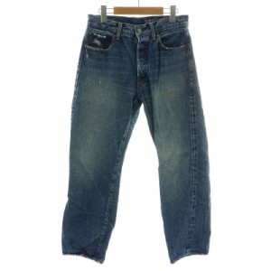 【中古】ヒステリックグラマー KINKY JEANS ストレートデニムパンツ ジーンズ ボタンフライ USED加工 28 S 青