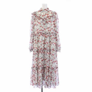 【中古】シスタージェーン Darling Bud Midi Dress 花柄 ワンピース 長袖 ロング ハイネック フリル S 白 ホワイト