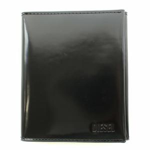 DIESEL 黒 三つ折り財布（TRI-FOLD COIN S （MEN）: レザー三