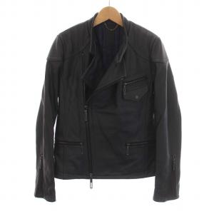 美品23区21AW ダブルライダースジャケット羊革 グレージュ 大きい