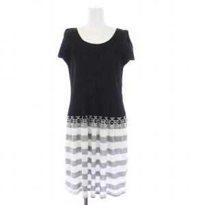 極美品】イッセイミヤケ 斜めストライプ プリーツロングスカート 黒白  