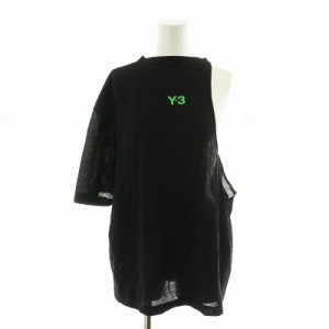 【中古】ワイスリー Y-3 アディダス ヨウジヤマモト adidas YOHJI YAMAMOTO Tシャツ カットソー 半袖 ロゴ 変形 M 黒