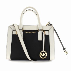 【中古】マイケルコース MICHAEL KORS ハンドバック ショルダーバッグ 2WAY ロゴ バイカラー レザー 黒 ブラック 白の通販は