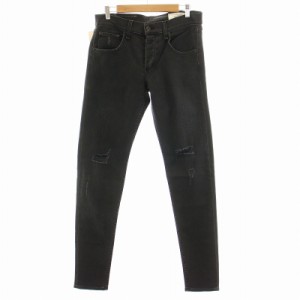 【中古】未使用品 RAG&BONE STANDARD ISSUE FIT1 SKINNY LEG スキニー デニムパンツ ダメージ加工 タグ付き 32 L 黒