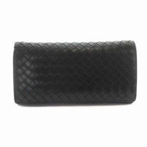 【中古】ボッテガヴェネタ BOTTEGA VENETA 長財布 二つ折り イントレチャート レザー 黒 ブラック 156819 /☆K