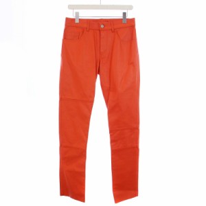 【中古】MM6 5 Pocket Leather Trousers レザーパンツ ストレート 牛革 40 M オレンジ S52LA0168 ■GY33 レディース