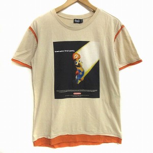 【中古】ディー&ジー ドルガバ ドルチェ&ガッバーナ × スーパーマリオ 任天堂 Tシャツ 半袖 プリント ベージュ XS