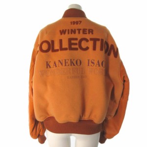 【中古】ワンダフルワールド KANEKO ISAO スタジャン スタジアムジャンパー ウール レザースリーブ パイルロゴ S  