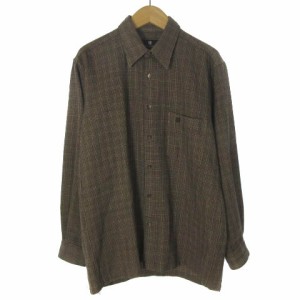 【中古】ピエールカルダン Pierre Cardin シャツ 長袖 ワンポイント ブラウン 茶 M メンズ