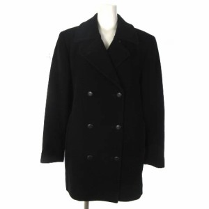 【中古】アクアスキュータム AQUASCUTUM ピーコート Pコート ウールコート ジャケット ブラック 黒  レディース