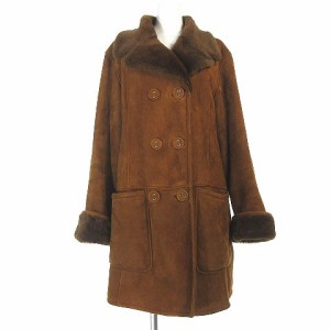 【中古】GUARANTEED ORIGINAL SHEARLING ムートンコート シープスキン ダブル 茶 ブラウン I42 ■GY18 レディース