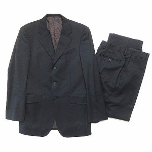 【中古】ポールスミス スーツ セットアップ ジャケット 3B パンツ スラックス シングル ウール 黒 ブラック M メンズ