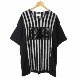 【中古】ターク TAAKK Tシャツ カットソー 半袖 スパンコール ラメ ブラック シルバー 黒 2  メンズ