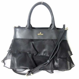 【中古】マリークワント MARY QUANT ハンドバッグ ショルダーバッグ 2WAY レース フリル ブラック 黒  レディース