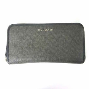 【中古】ブルガリ BVLGARI 32587 WEEKEND ZIPPED WALLET ウィークエンド ジップ ウォレット 長財布 グレー ブラック メンズ