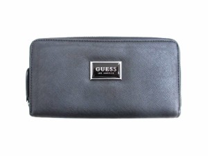 【中古】ゲス GUESS ラウンドファスナー 長財布 ブラック 黒 ロングウォレット 美品 