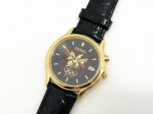 【中古】セイコー SEIKO キネティック KINETIC 限定品 長野オリンピック記念ウオッチ 漆 腕時計 訳あり 5M42-0F60