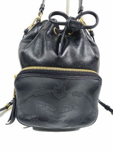 【美品】PRADA プラダ ミニバッグパック 三角ロゴプレート 巾着型 ナイロン リュック/バックパック 東京銀座