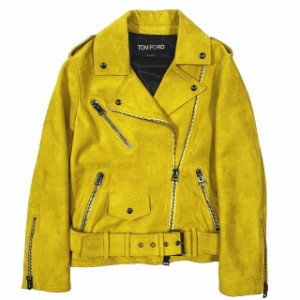 【中古】美品 トムフォード TOM FORD カシミヤ スエード バイカージャケット ダブルライダースジャケット ブルゾン 