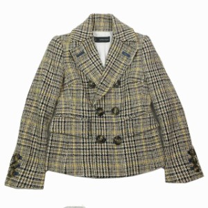 【中古】12AW ディースクエアード DSQUARED2 チェック ツイード ピーコート ジャケット ブルゾン 40 ブラウン