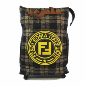 【中古】18AW フェンディ FENDI キャリーバッグ スーツケース 旅行カバン フェンディ スタンプ チェック柄 ブラウン メンズ レディース 