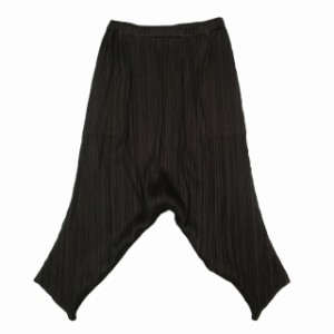 約26cm総丈美品 プリーツプリーズ イッセイミヤケ PLEATS PLEASE パンツ ロングパンツ ワイドパンツ イージーパンツ 無地 ボトムス レディース 5(XXL相当) ダークグレー