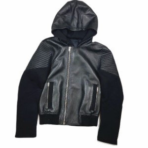 【中古】美品 14AW ジバンシィ GIVENCHY フード付き ラムレザー ライダースジャケット ブルゾン アウター 