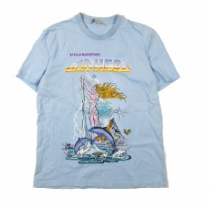 【中古】ステラマッカートニー STELLA McCARTNEY Eco Hero プリント Tシャツ カットソー ロングスリーブ 半袖 水色 36 レディース 