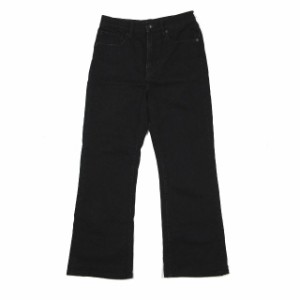 【中古】ユニクロ UNIQLO フレアハイライズ ジーンズ デニム スキニー ジップフライ 黒 ブラック 25 レディース 