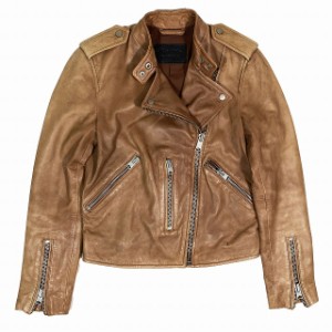 【中古】オールセインツ ALLSAINTS 羊革 ラムレザー ダブル ライダースジャケット ブルゾン アウター 茶色 ブラウン 