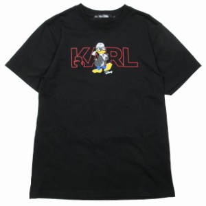 【中古】美品 カールラガーフェルド KARL LAGERFELD × Disney ディズニー ドナルドダック LOGO T-SHIRT S 黒