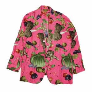 【中古】美品 NIPOALOHA ニポアロハ VEGETABLES AND FRUIT シャツジャケット N21-SJK03 ヴィンテージライク ピンク 1 レディース 