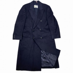 【中古】アクアスキュータム AQUASCUTUM ヴィンテージ ピュアカシミヤ100% ダブルブレスト ロング チェスターコート